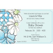 Baby Shower Invitations, Boy Rattle with Blue Daisy 